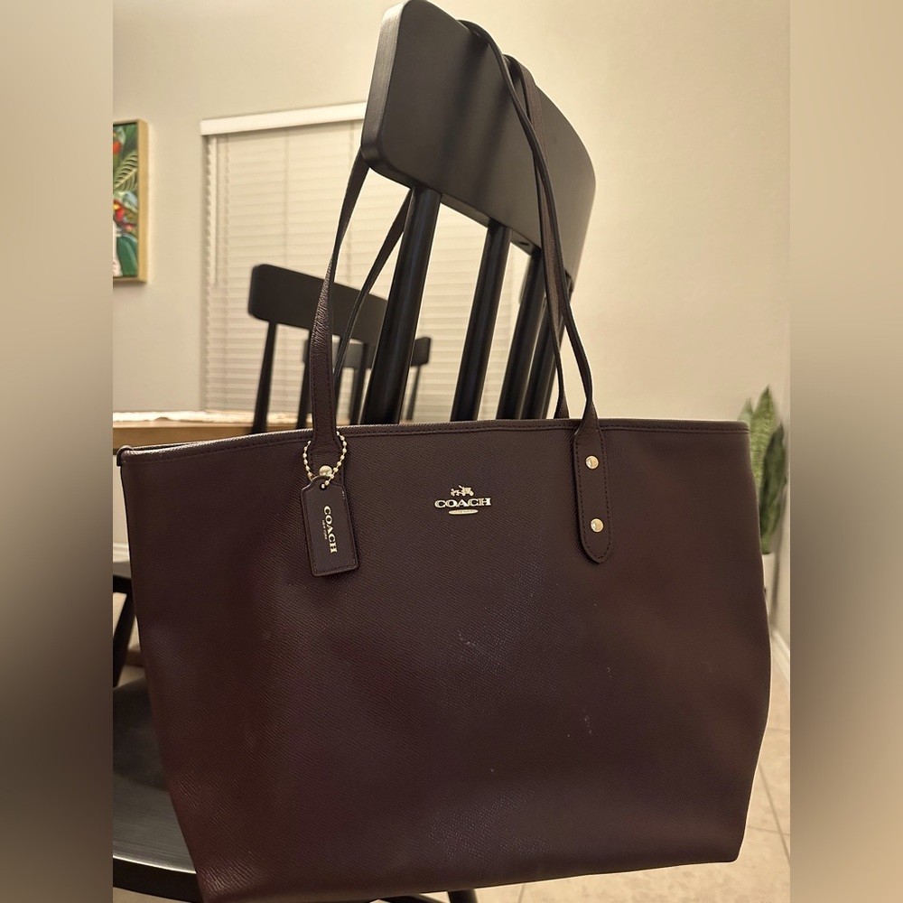 Leather Coach tote
